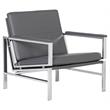 Studio Designs Home Atlas Bonded Leather Accent Arm Chair in Gray/Chrome