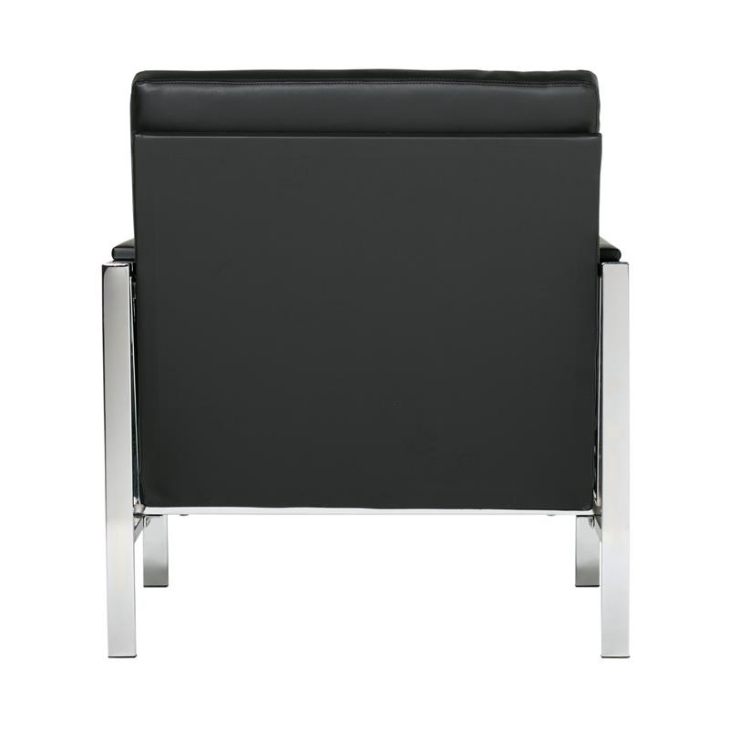 Studio Designs Home Atlas Bonded Leather and Metal Accent Chair in Black/Chrome