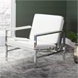 Studio Designs Home Atlas Bonded Leather Accent Arm Chair in White/Chrome
