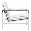 Studio Designs Home Atlas Bonded Leather Accent Arm Chair in White/Chrome