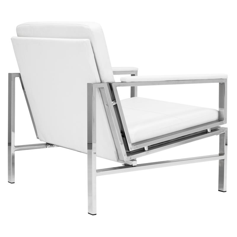 Studio Designs Home Atlas Bonded Leather Accent Arm Chair in White/Chrome