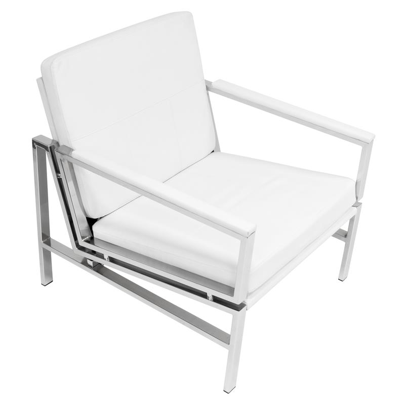 Studio Designs Home Atlas Bonded Leather Accent Arm Chair in White/Chrome