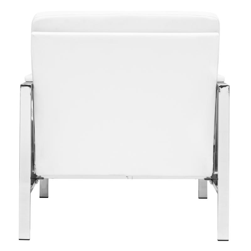 Studio Designs Home Atlas Bonded Leather Accent Arm Chair in White/Chrome