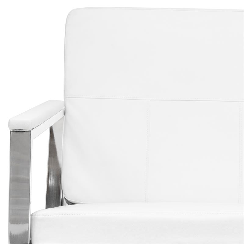 Studio Designs Home Atlas Bonded Leather Accent Arm Chair in White/Chrome