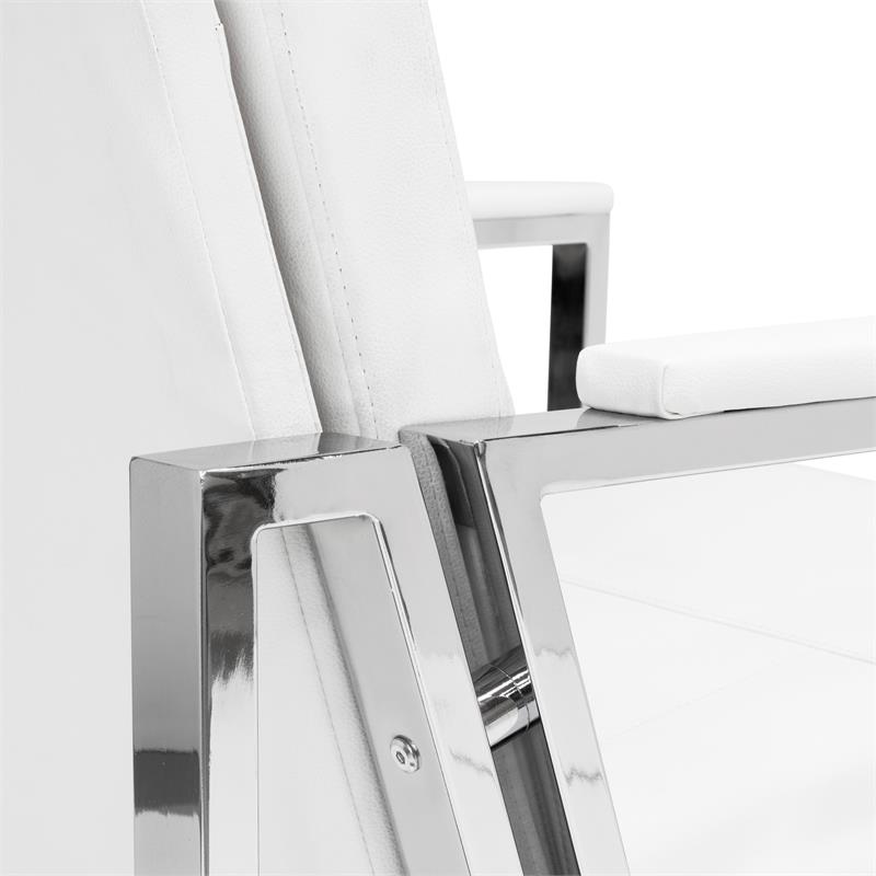 Studio Designs Home Atlas Bonded Leather Accent Arm Chair in White/Chrome