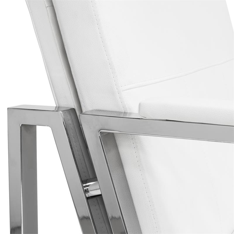 Studio Designs Home Atlas Bonded Leather Accent Arm Chair in White/Chrome