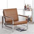 Studio Designs Home Atlas Leather and Metal Accent Chair in Caramel/Chrome