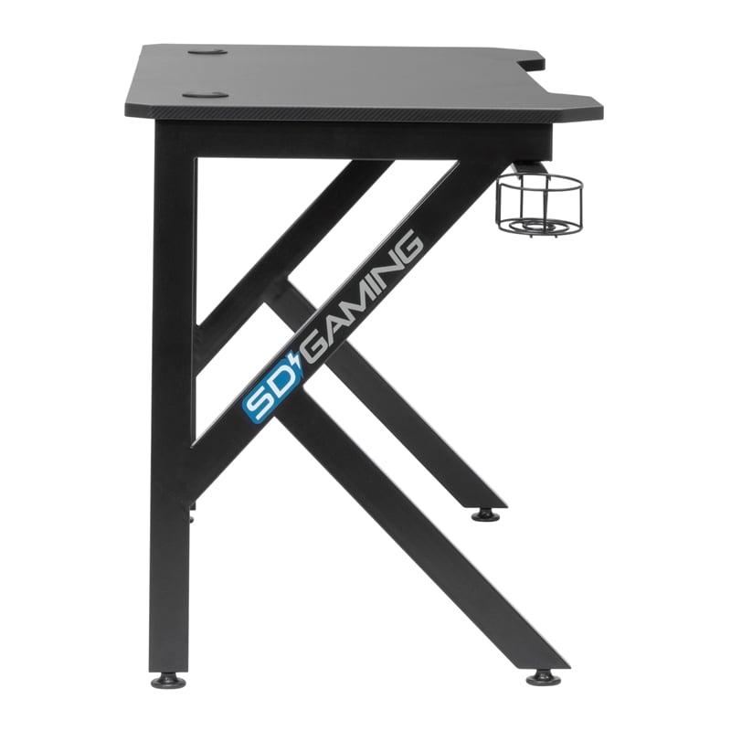Studio Designs Saga Black Metal Gaming Desk with Cup Holder