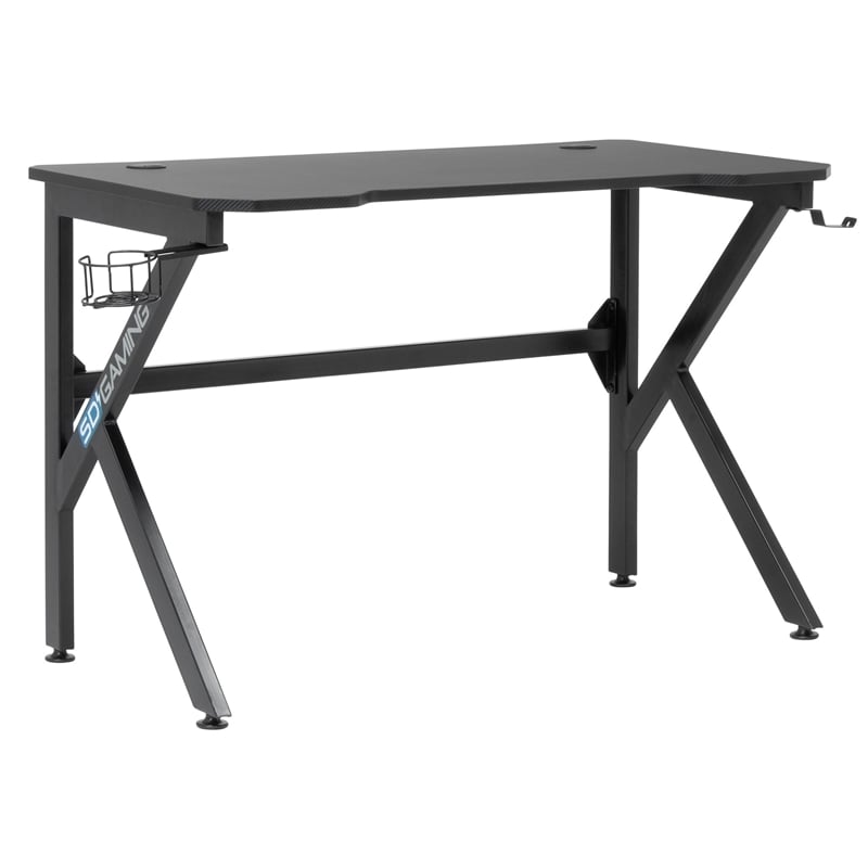 Studio Designs Saga Black Metal Gaming Desk with Cup Holder