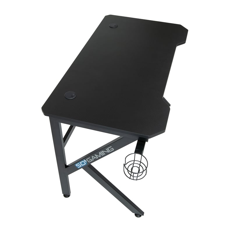 Studio Designs Saga Black Metal Gaming Desk with Cup Holder