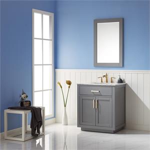 Ivy 30&quot Marble Countertop Single Vanity w/Mirror Gray