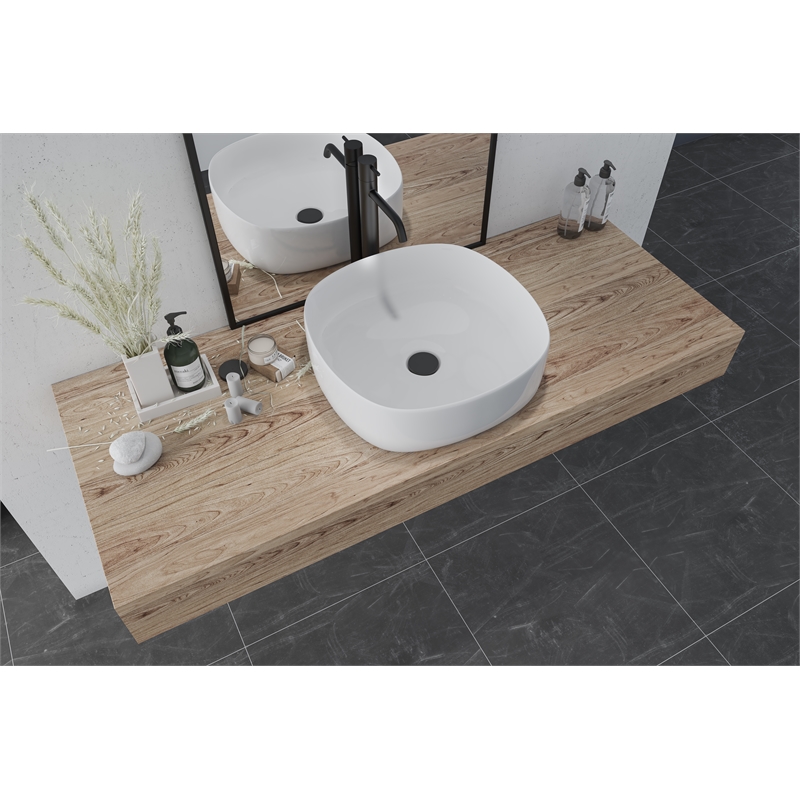 16 x 16 in. Square White Finish Ceramic Bathroom Vessel Sink