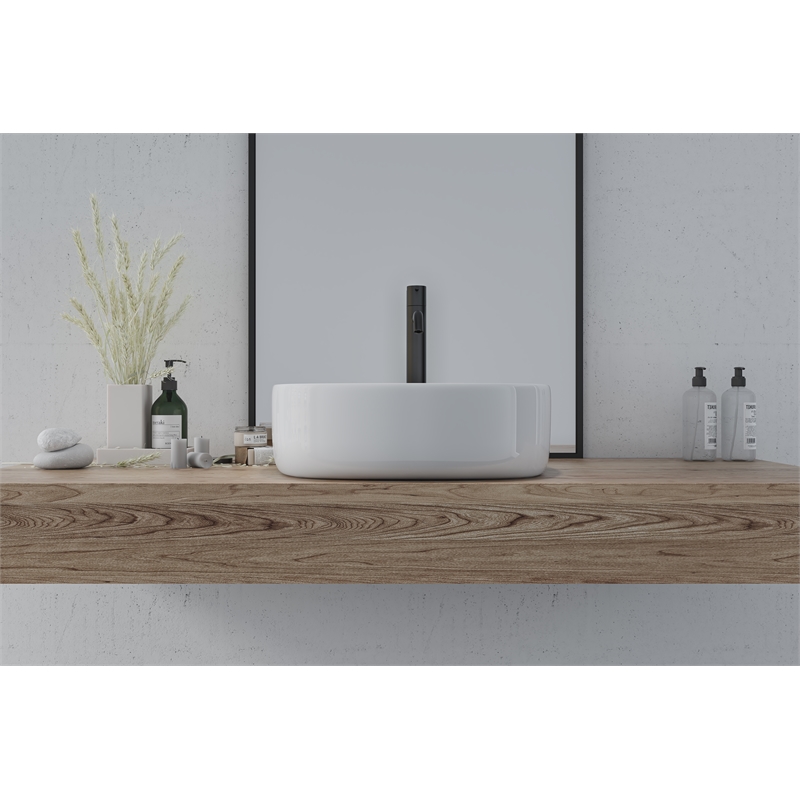 16 x 16 in. Square White Finish Ceramic Bathroom Vessel Sink