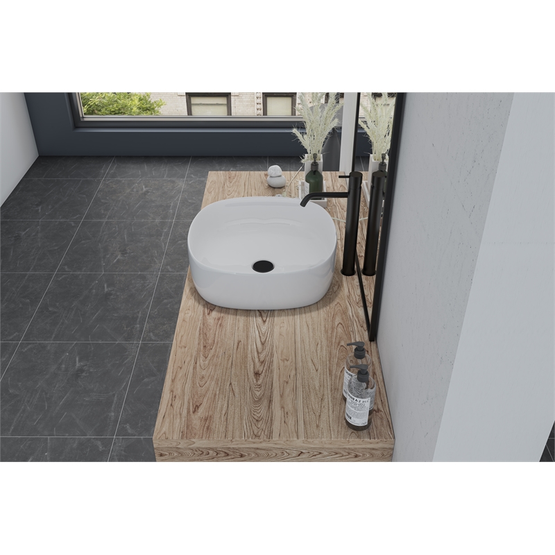 16 x 16 in. Square White Finish Ceramic Bathroom Vessel Sink