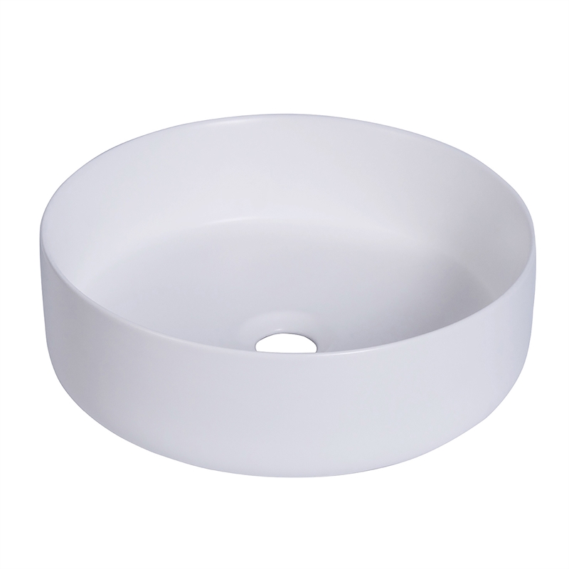 14 x 14 in. Round White Finish Ceramic Vessel Bathroom Vessel Sink