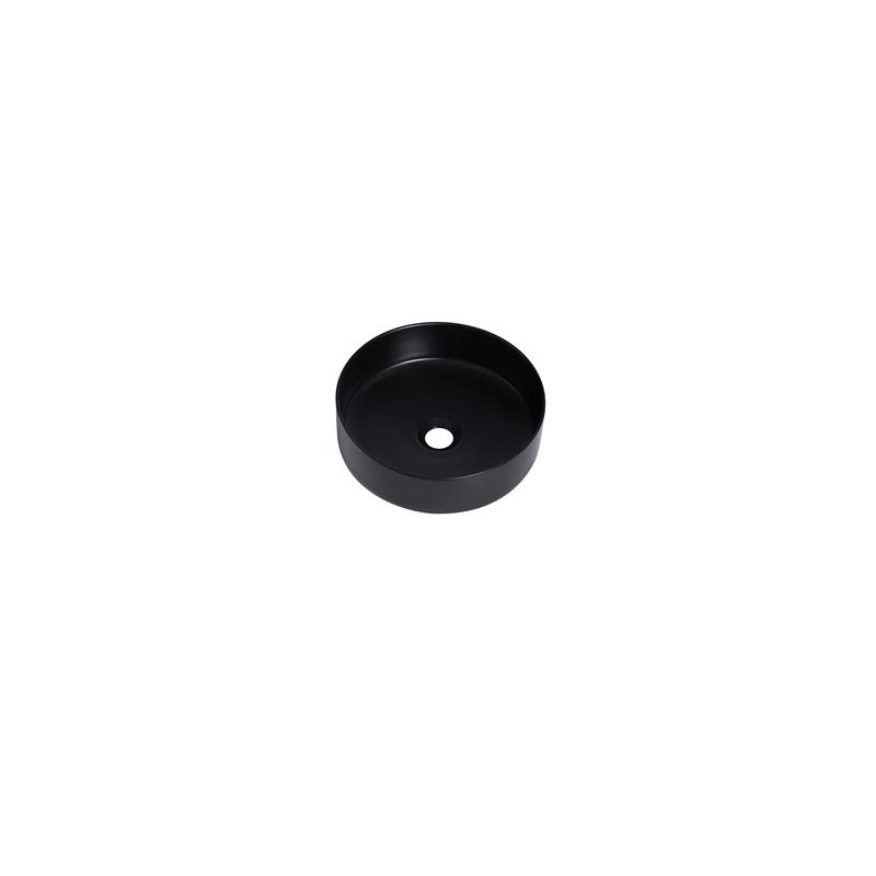 14 x 14 in. Round Black Finish Ceramic Vessel Bathroom Vanity Sink