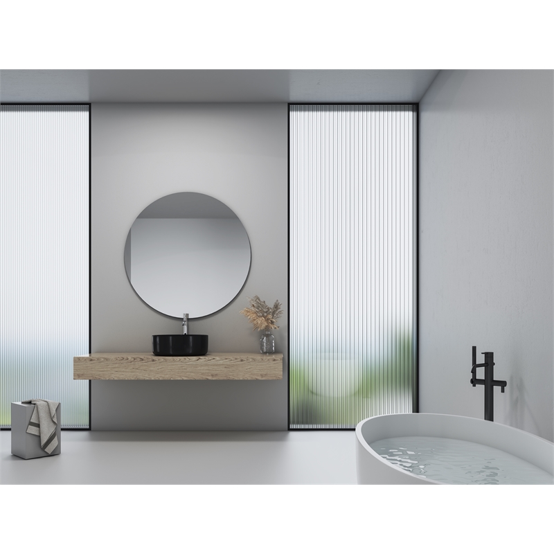14 x 14 in. Round Black Finish Ceramic Vessel Bathroom Vanity Sink