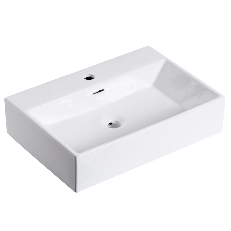 24 x 16.5 in. Rectangular White Ceramic Vessel Bathroom Vessel Sink