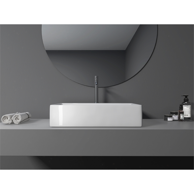 24 x 16.5 in. Rectangular White Ceramic Vessel Bathroom Vessel Sink
