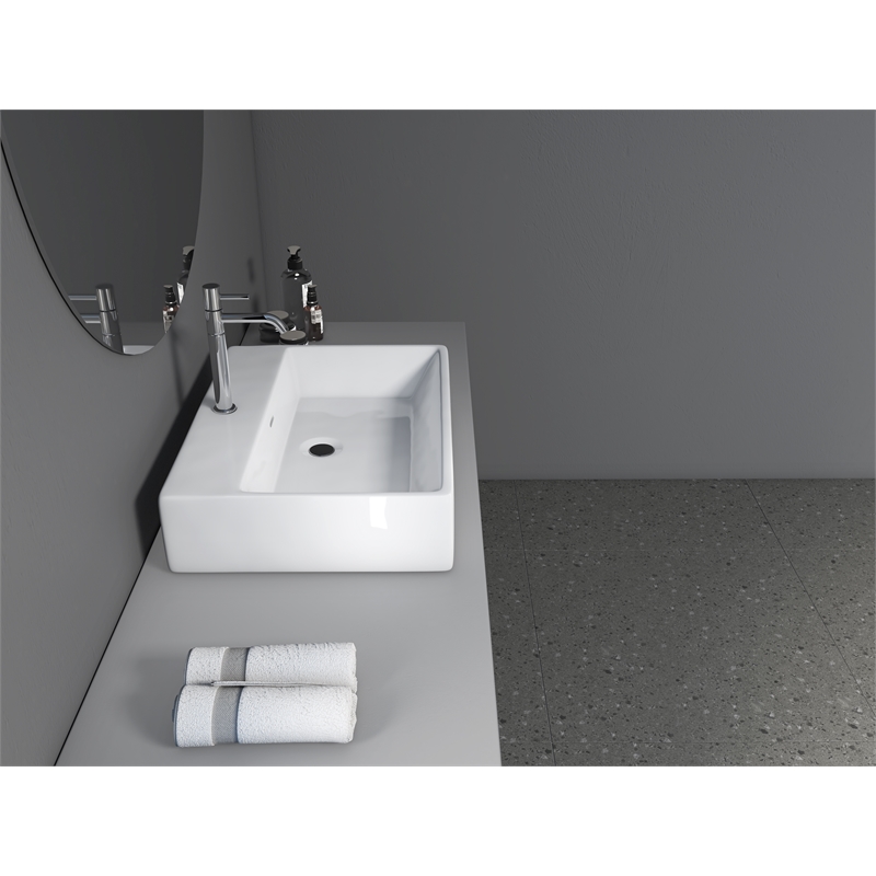 24 x 16.5 in. Rectangular White Ceramic Vessel Bathroom Vessel Sink