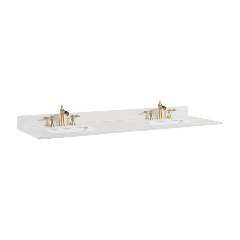 73 in. Composite Stone Double Vanity Top in Milano White with White Basins