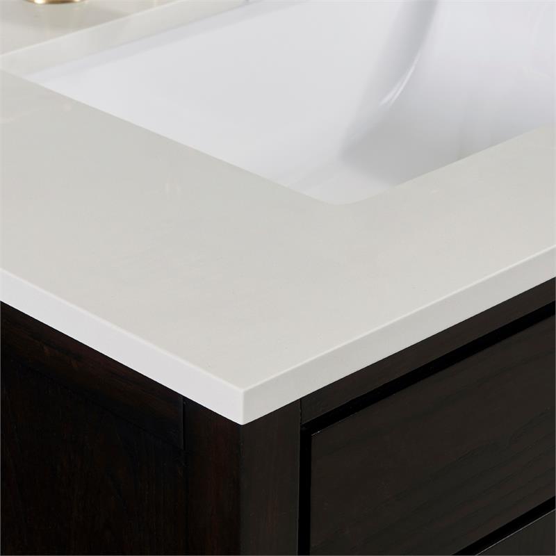 73 in. Composite Stone Double Vanity Top in Milano White with White Basins
