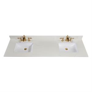 73 in. Composite Stone Double Vanity Top in Milano White with White Basins