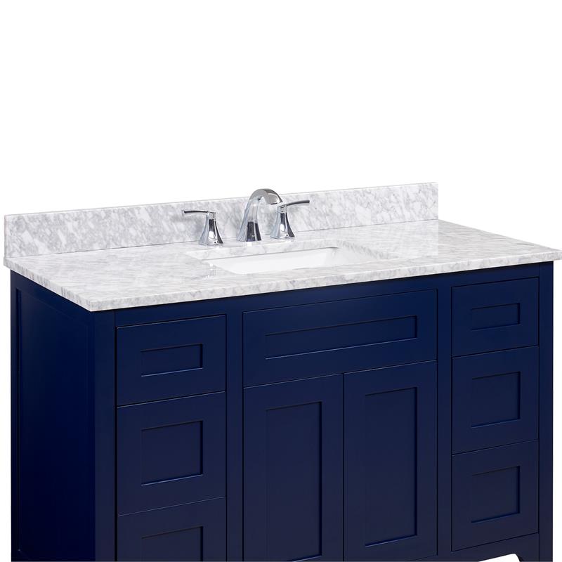 49 in. Natural Marble Vanity Top in Carrara White with White Basin