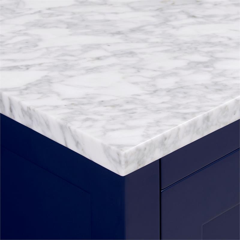 49 in. Natural Marble Vanity Top in Carrara White with White Basin