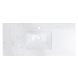 49 in. Composite Stone Single Basin Vanity Top in White with White Basin