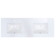 61 in. Composite Stone Double Basin Vanity Top in White with White Basins