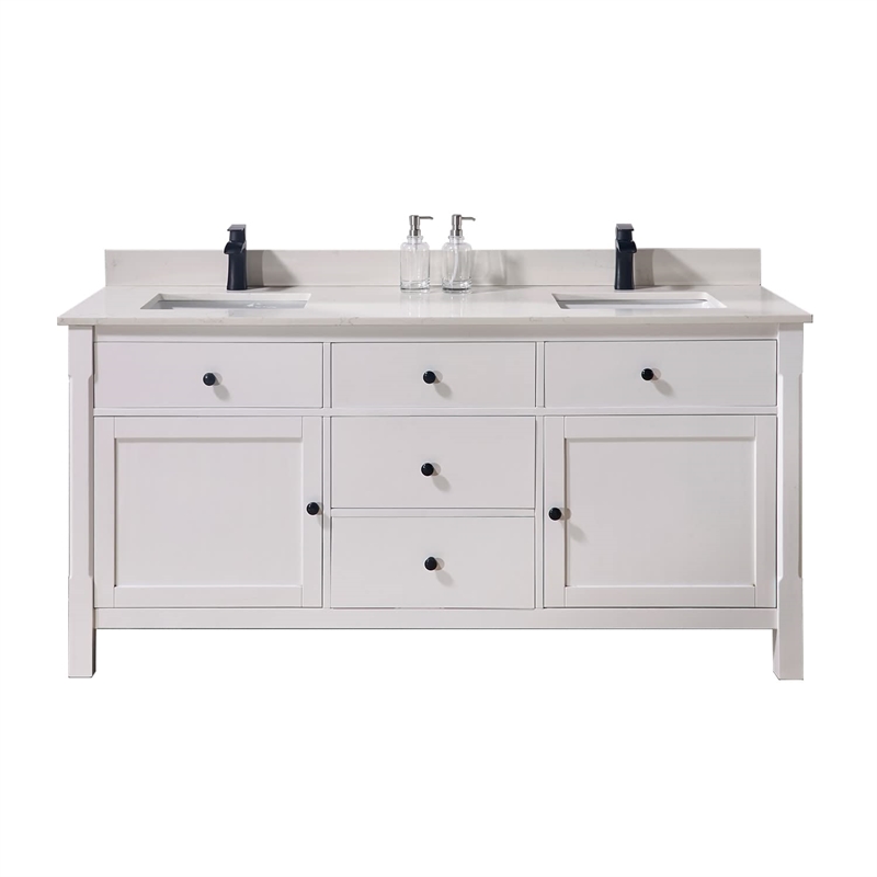 73 in. Composite Stone Double Vanity Top Milano White