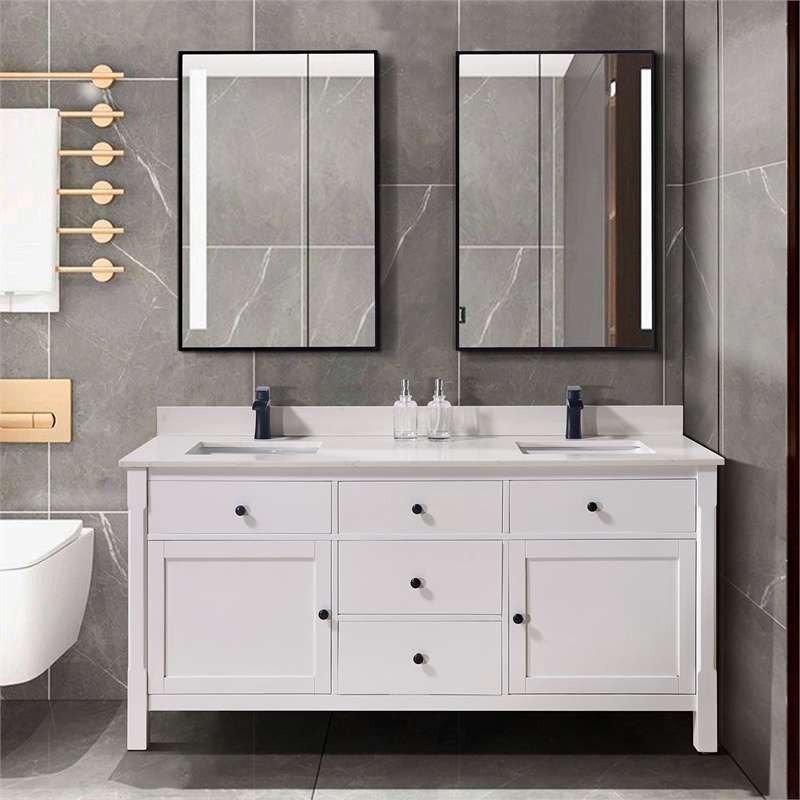 73 in. Composite Stone Double Vanity Top Milano White