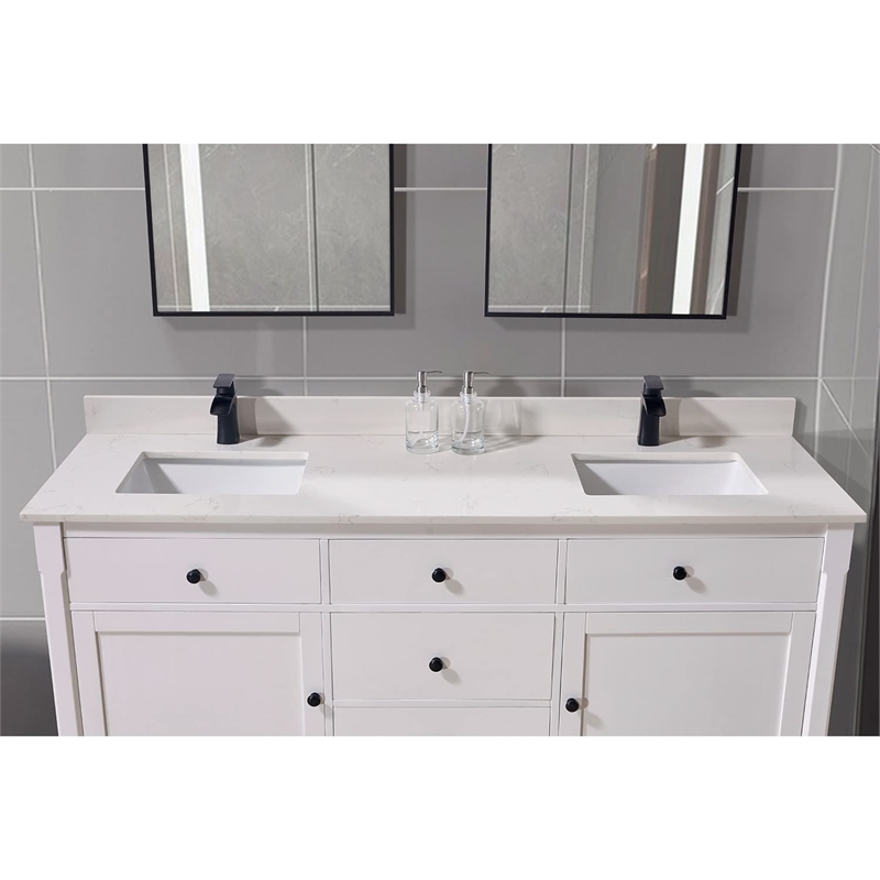 73 in. Composite Stone Double Vanity Top Milano White