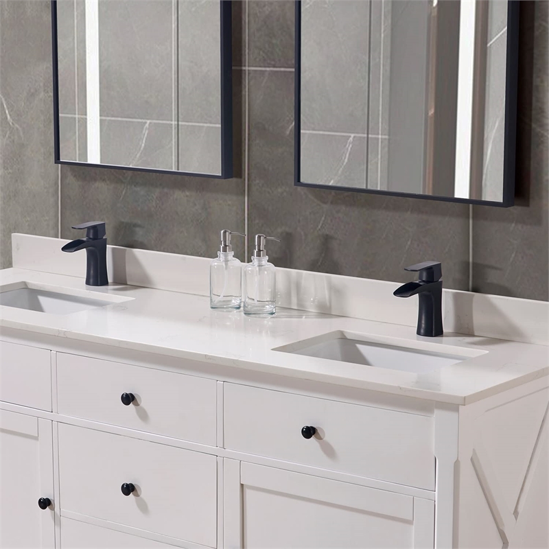 73 in. Composite Stone Double Vanity Top Milano White