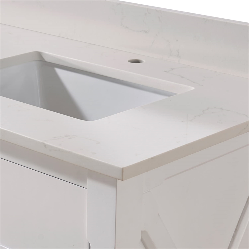73 in. Composite Stone Double Vanity Top Milano White