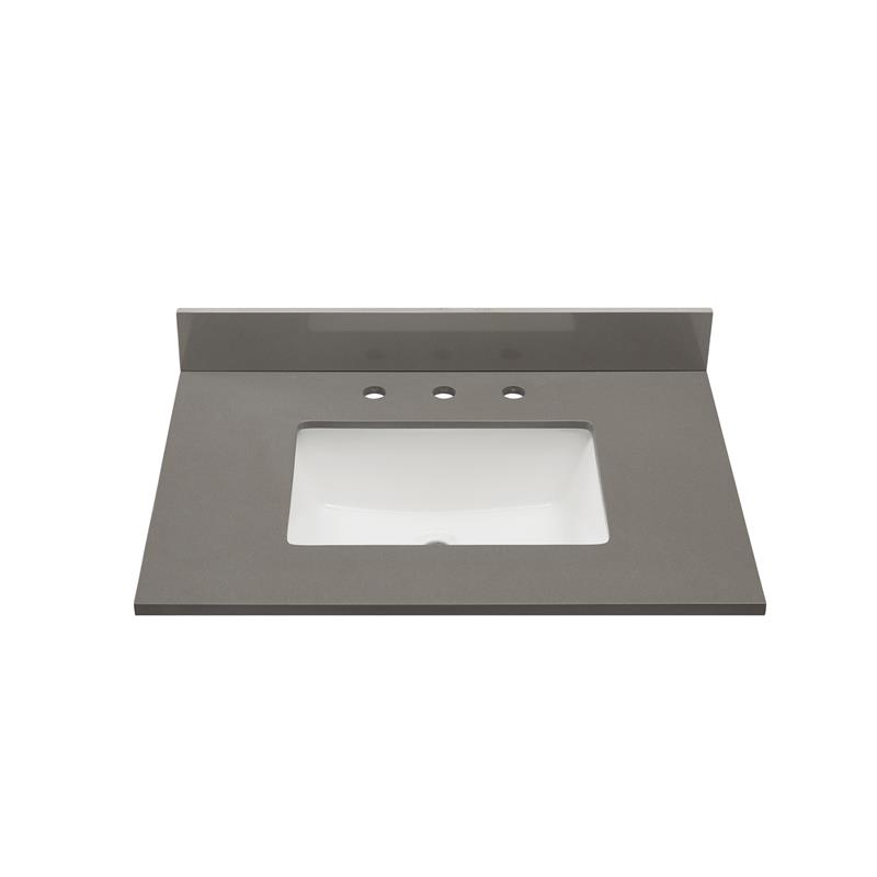 31 in. Composite Stone Vanity Top in Concrete Gray with White Basin