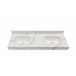 61 in. Composite Stone Apron Vanity Top in Calacatta White with White Basins