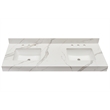 61 in. Composite Stone Apron Vanity Top in Calacatta White with White Basins