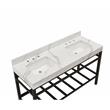 61 in. Composite Stone Apron Vanity Top in Calacatta White with White Basins