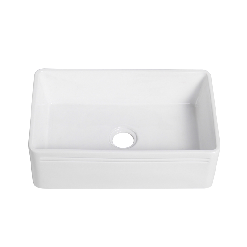 White Ceramic 30 in. Single Bowl Farmhouse Apron Kitchen Sink