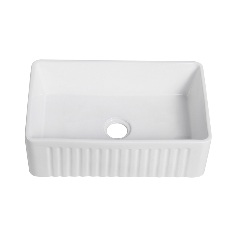 White Ceramic 30 in. Single Bowl Farmhouse Apron Kitchen Sink