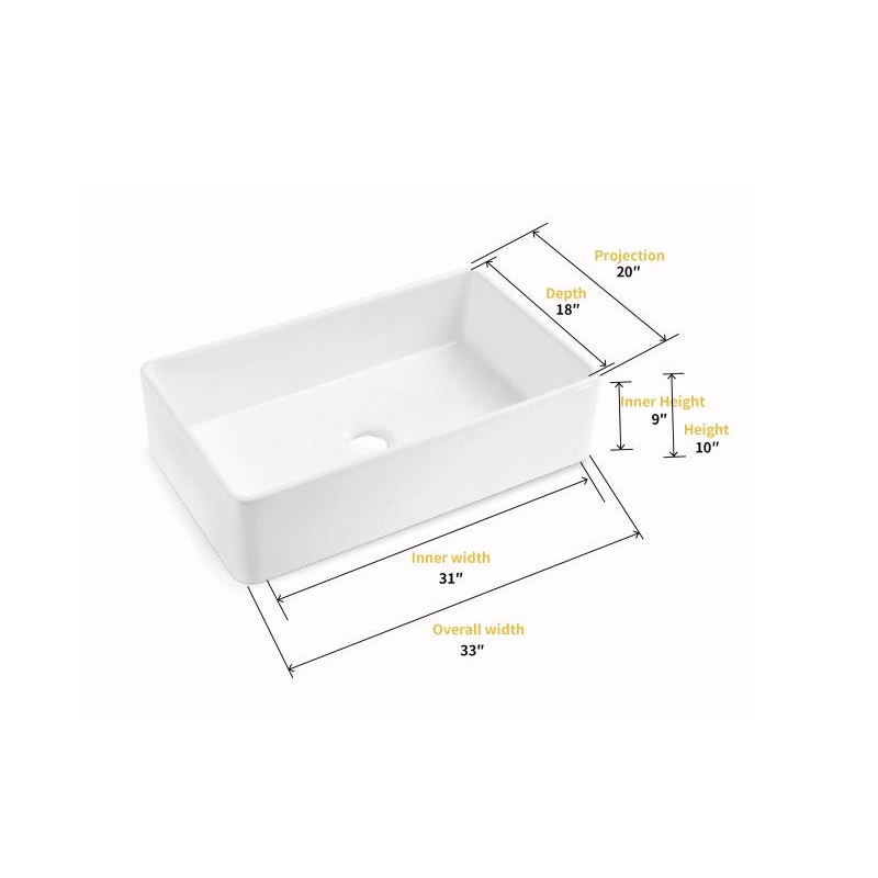 Trento White Ceramic 33 in. Single Bowl Farmhouse Apron Kitchen Sink