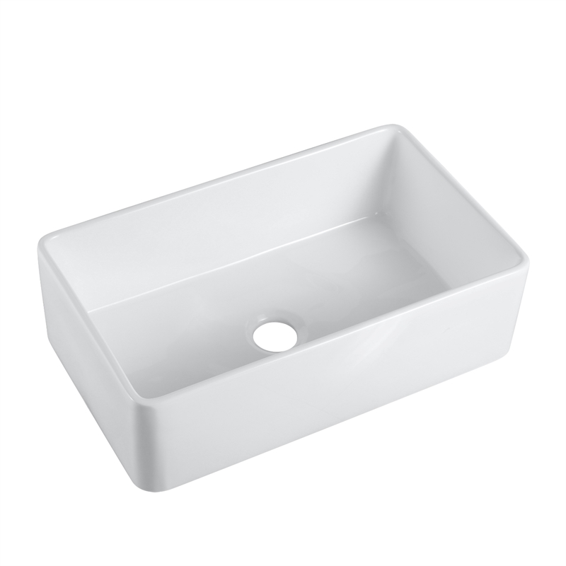 Trento White Ceramic 33 in. Single Bowl Farmhouse Apron Kitchen Sink