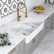 Trieste White Ceramic 32 in. Double Bowl Farmhouse Apron Kitchen Sink