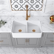 Trieste White Ceramic 32 in. Double Bowl Farmhouse Apron Kitchen Sink