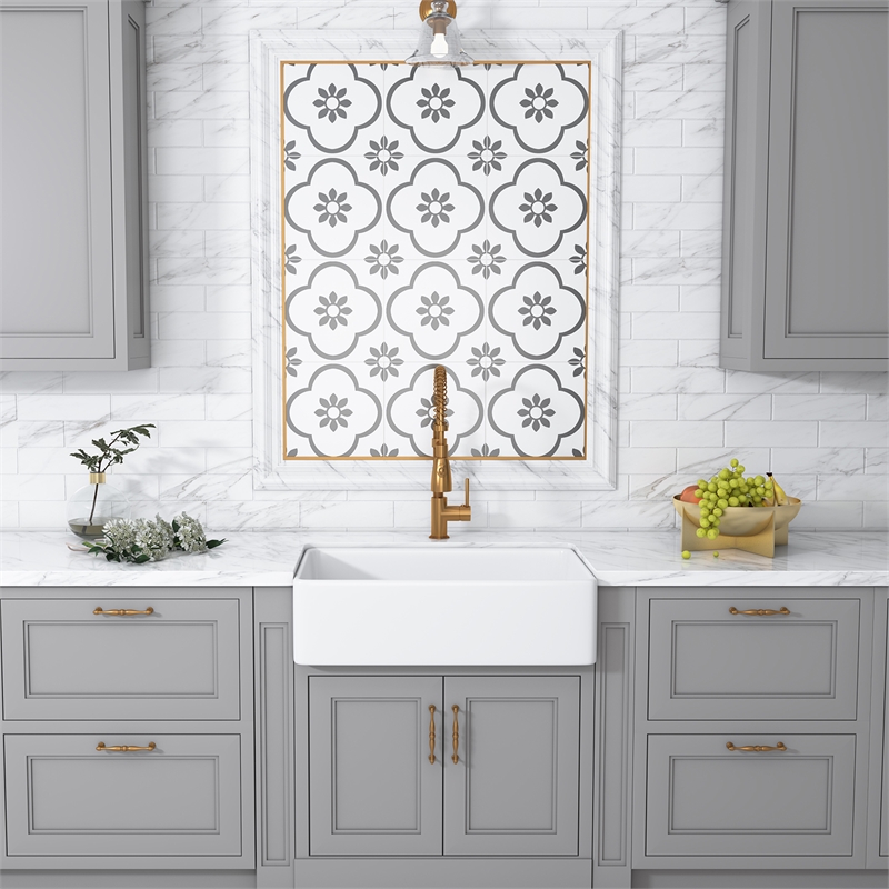 Treviso White Ceramic 30 in. Single Bowl Farmhouse Apron Kitchen Sink