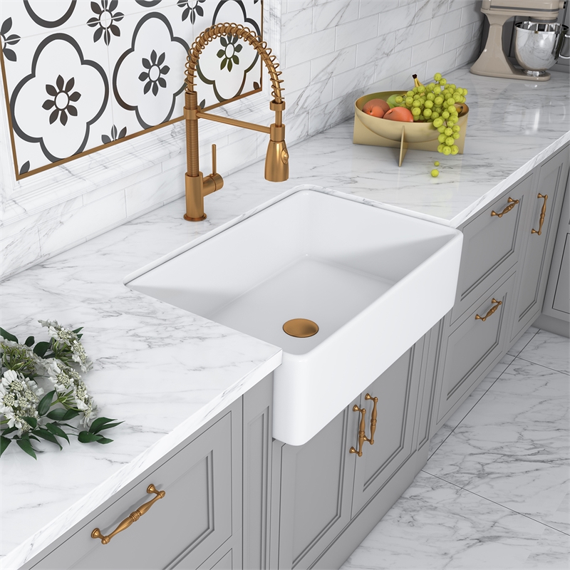 Treviso White Ceramic 30 in. Single Bowl Farmhouse Apron Kitchen Sink