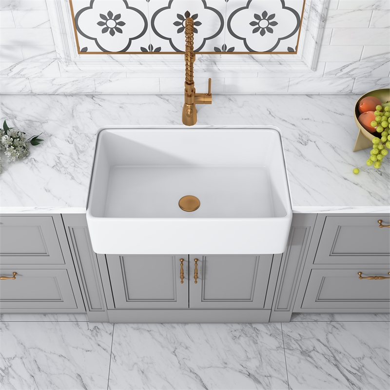 Treviso White Ceramic 30 in. Single Bowl Farmhouse Apron Kitchen Sink