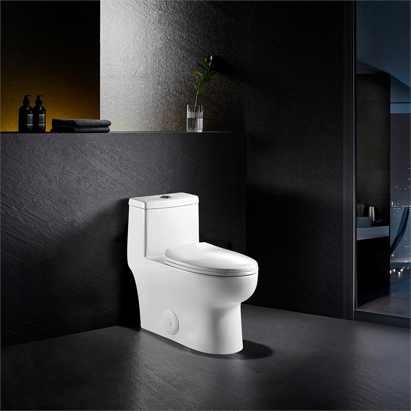 Venezia 1-Piece Dual Flush Elongated Ceramic Toilet in White Seat Included